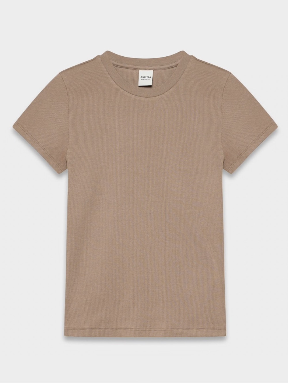 Aritzia Homestretch Rib T-Shirt Tee Nomad Taupe Size S